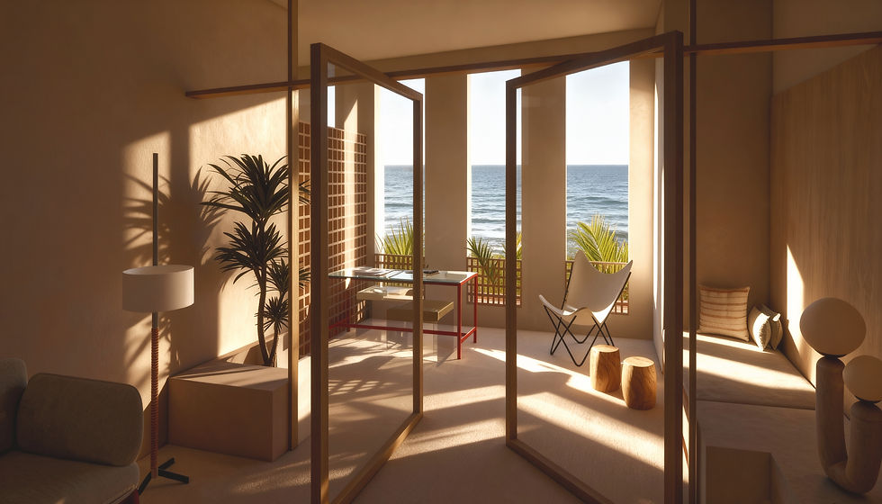 Vista balcón desde el salón, puertas abatibles marco de madera.