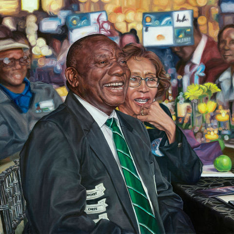 Back to School Party - Oil Painting Portrait Artwork commissioned by Cyril Ramaphosa Foundation for their Patron, President Cyril Ramaphosa’s 70th birthday