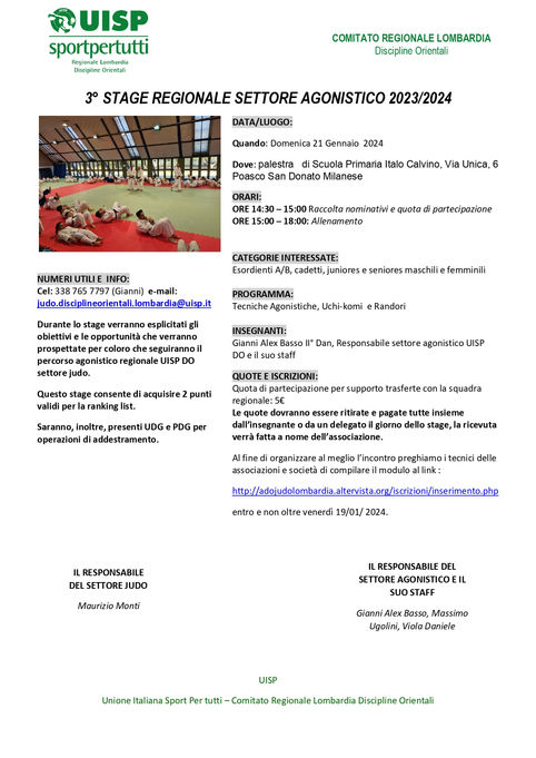 21.1.2024 3° stage regionale Agonistico