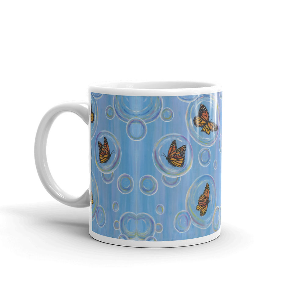 Thumbnail: Butterflies & Bubbles - White glossy mug