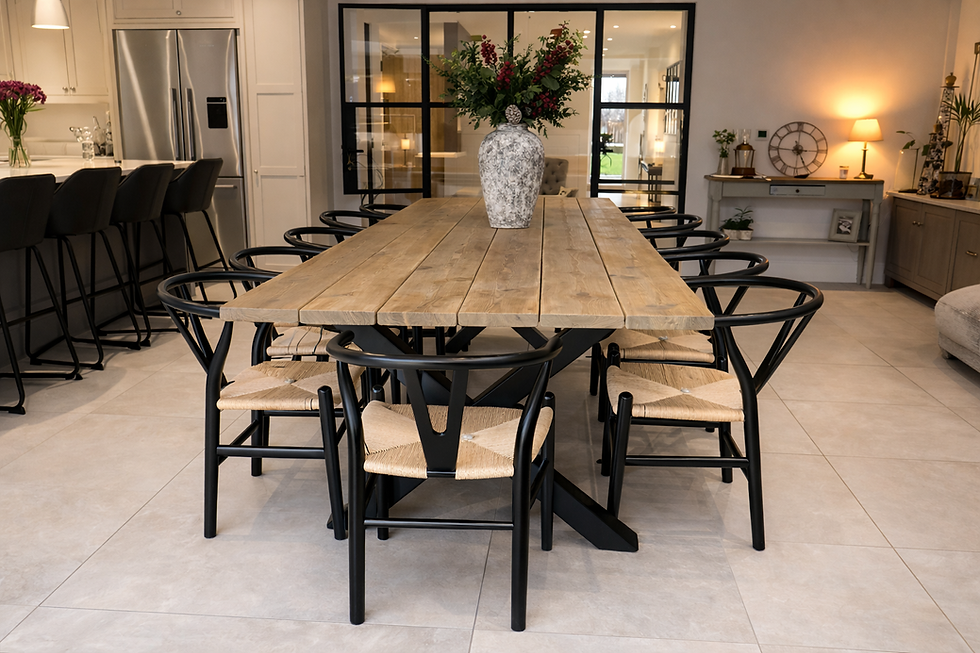 Thumbnail: Rustic X Metal Banqueting Dining Table (+ Bench Options)
