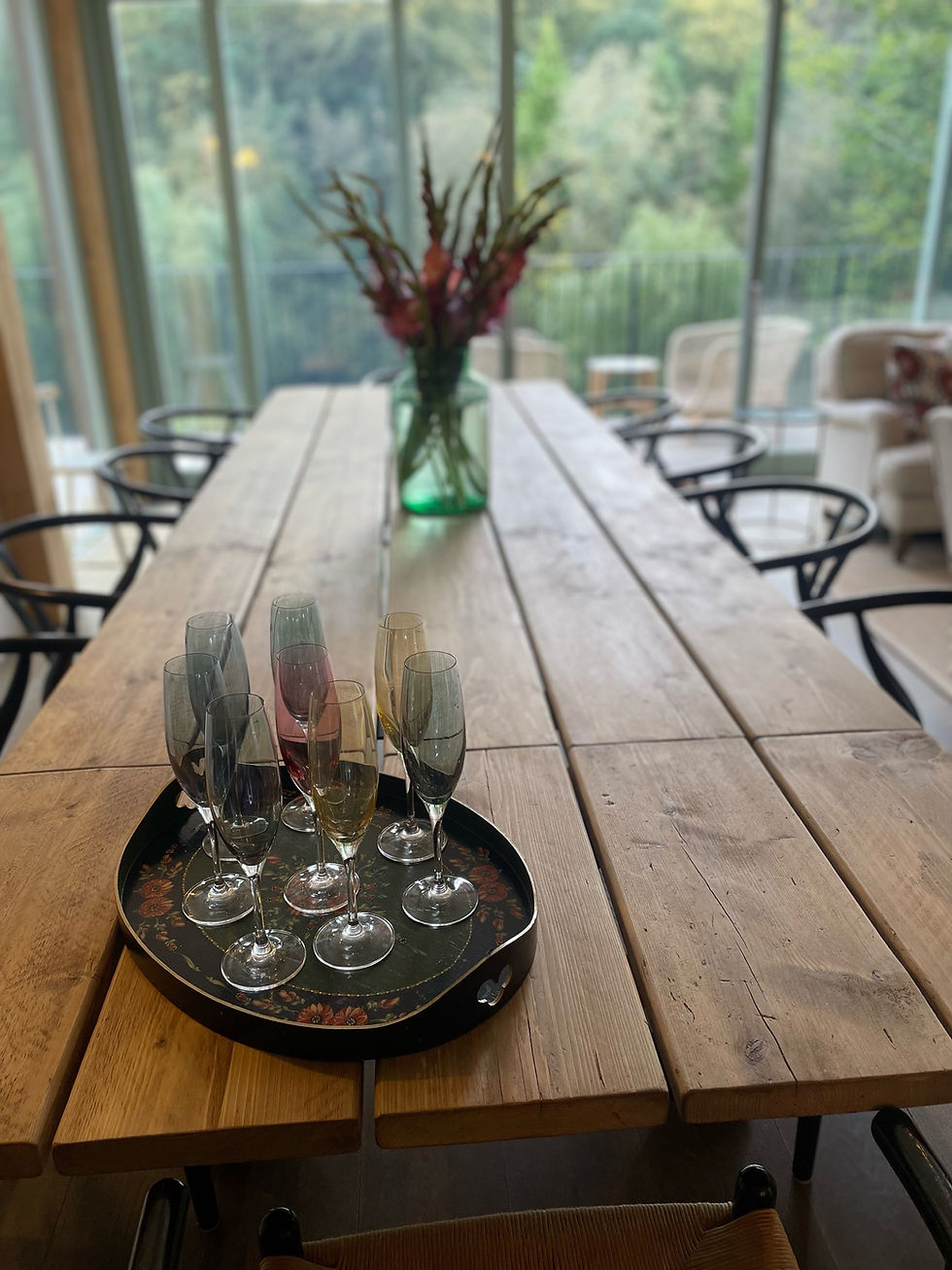 Thumbnail: Large Bespoke Metal Dining Table with a Scaffold Board Table Top