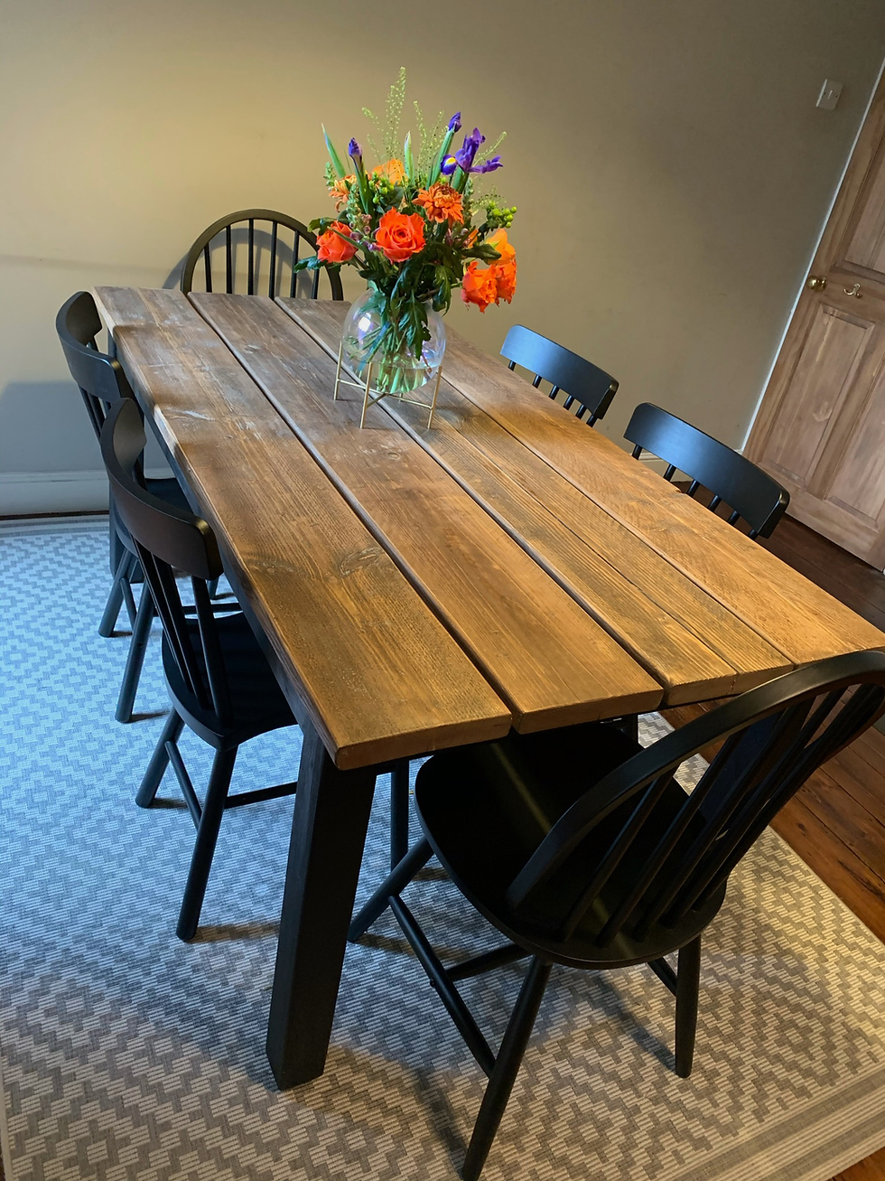 Rustic Scaffold Board Farmhouse Dining Table (+ Bench Options)