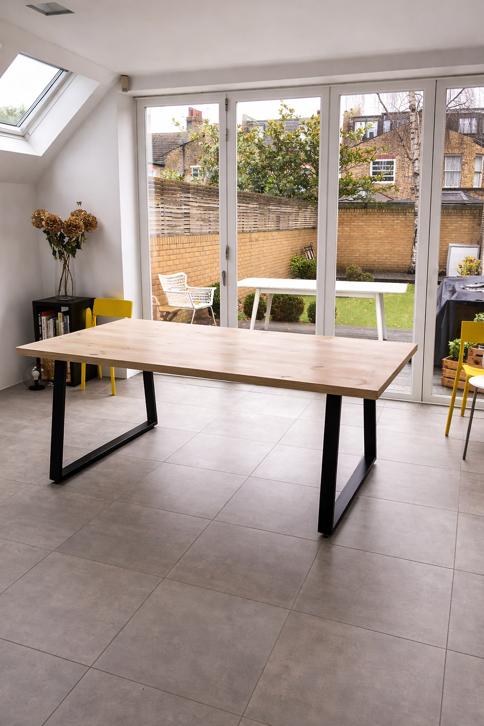 Thumbnail: Chunky Trapezium Metal Dining Table (+ Bench Options)