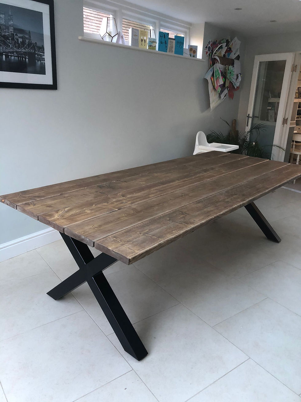 Thumbnail: Rustic Scaffold Board X Metal Dining Table (+ Bench Options)