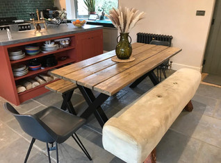 Dining Table with X Metal Legs