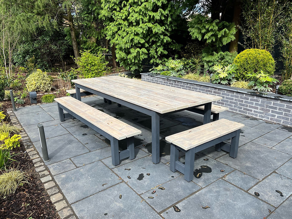 Thumbnail: Bespoke Rustic Scaffold Board Banqueting Patio Table