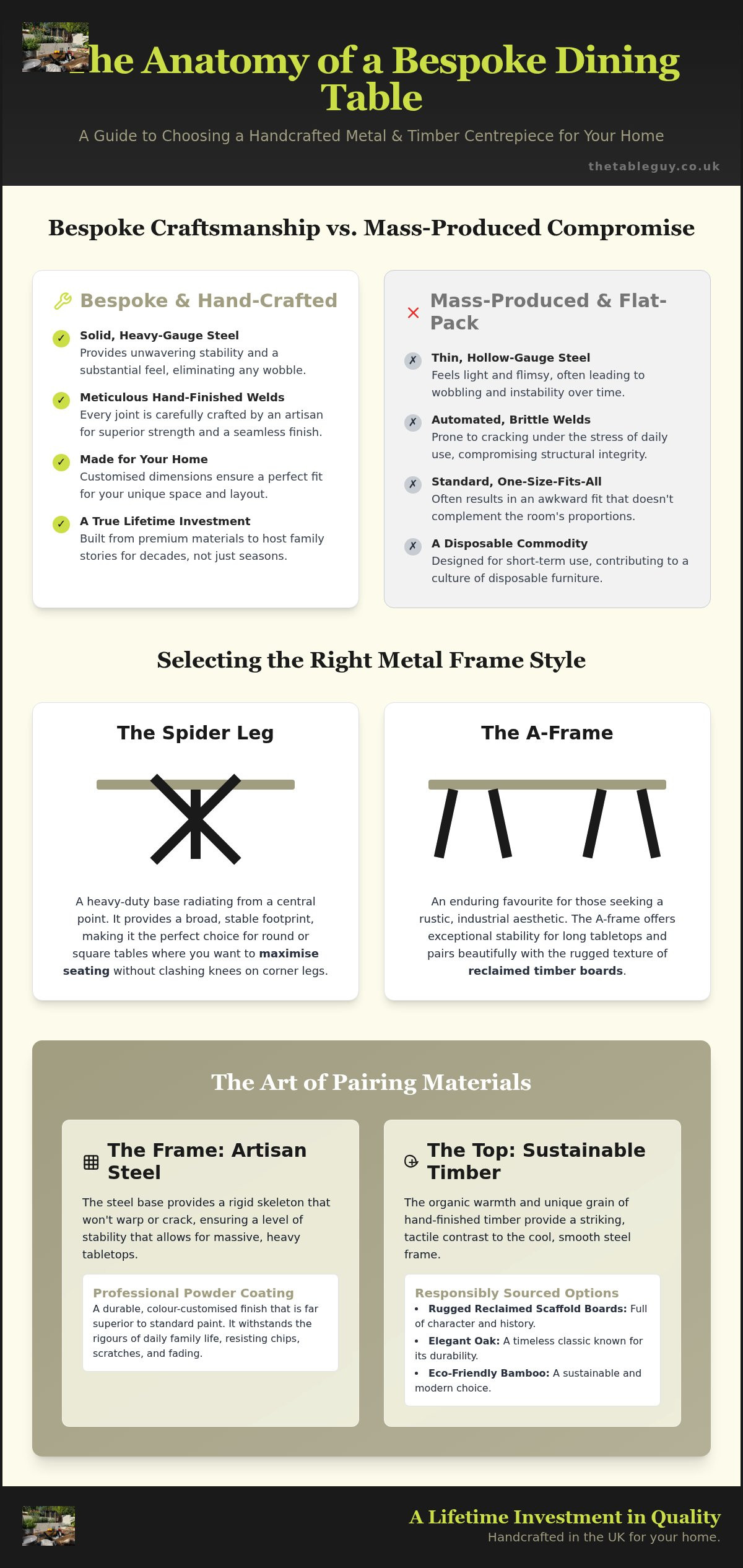 Bespoke metal dining table uk