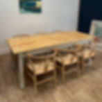 Rustic Scaffold Board Farmhouse Dining Table with Wishbone Chairs