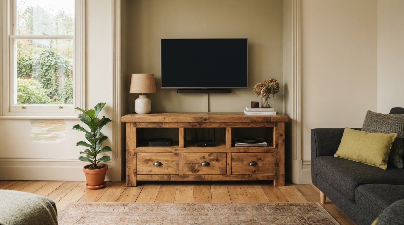 Handmade Solid Wood TV Stands with Storage and Custom Sizes