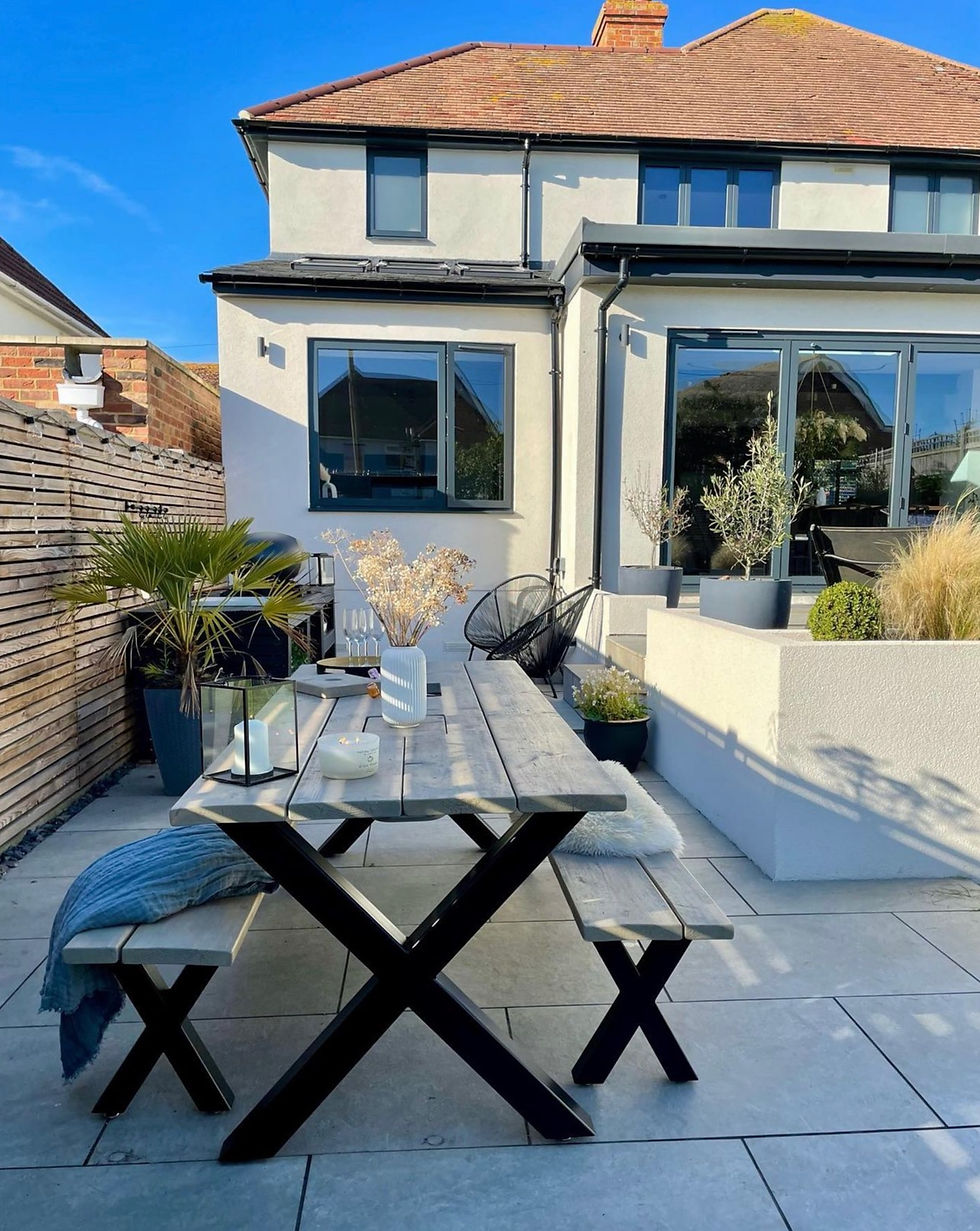 Thumbnail: Rustic Prosecco X Metal Patio Table with a Scaffold Board Top and Built-in Ice Buckets