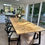 Thumbnail: Rustic Scaffold Board Trapezium Metal Dining Table with Black/Natural Wishbone Dinging Chairs