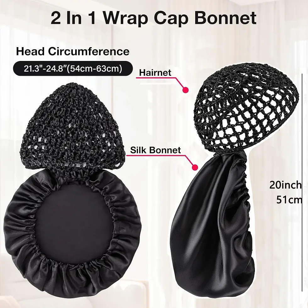 Thumbnail: Sleep Bonnet and Mesh  Cap 2 In 1, for Silk Press and Curly Hair.