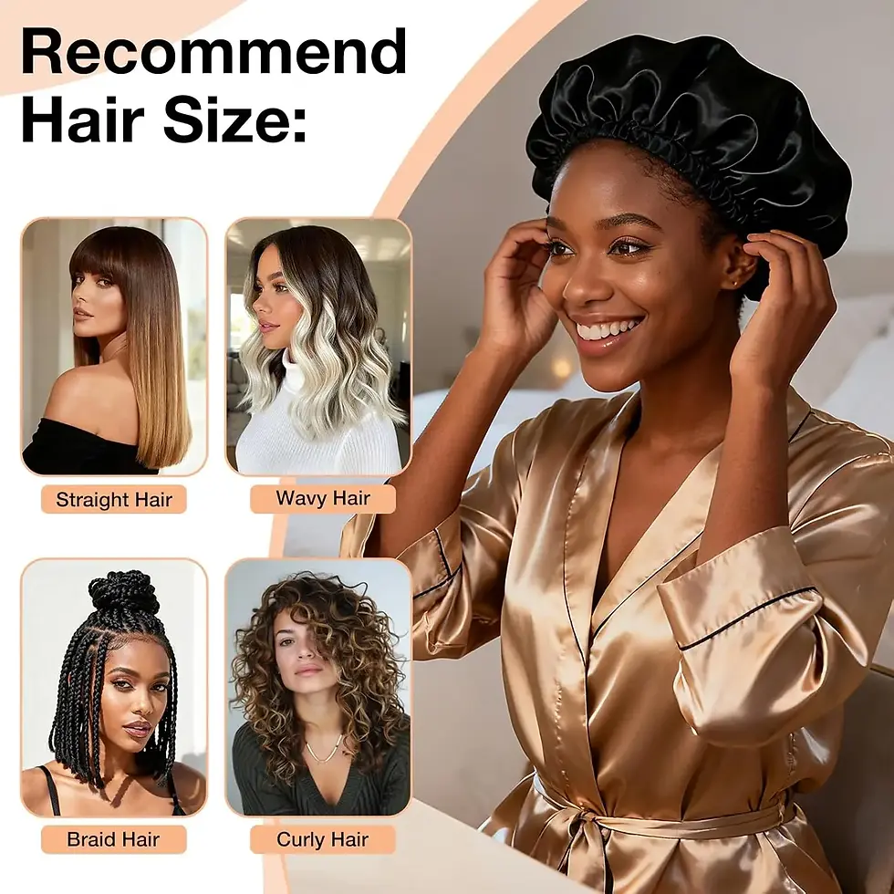 Thumbnail: Sleep Bonnet and Mesh  Cap 2 In 1, for Silk Press and Curly Hair.