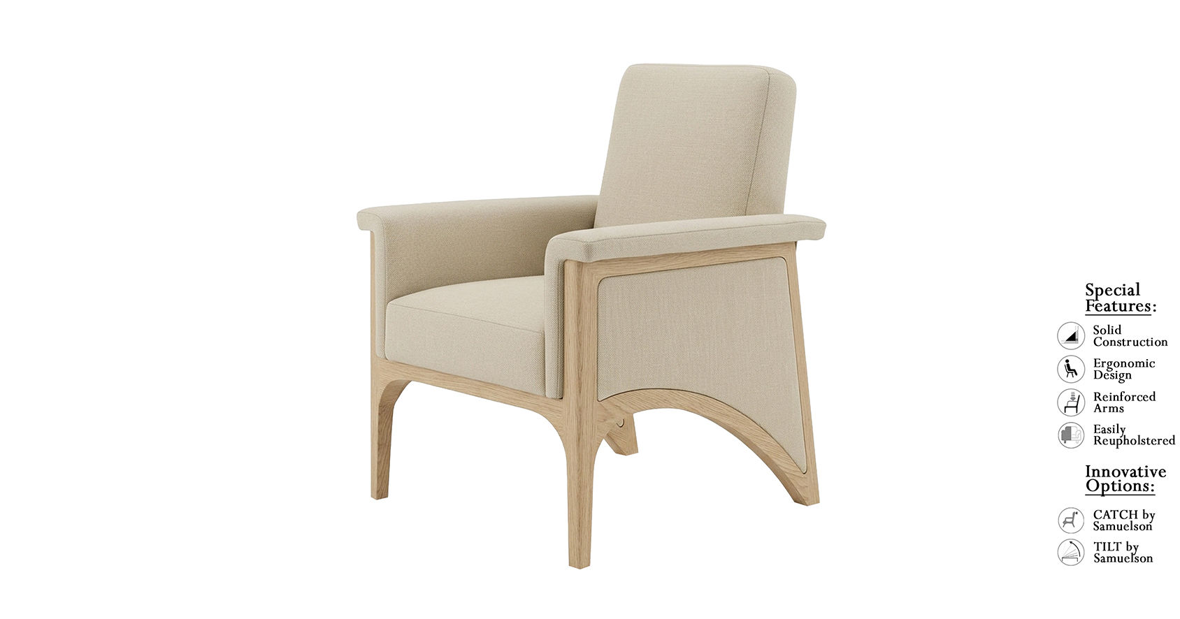 Occasional Chair- Front Angle View- Sand- Samuelson Senior Living Furniture