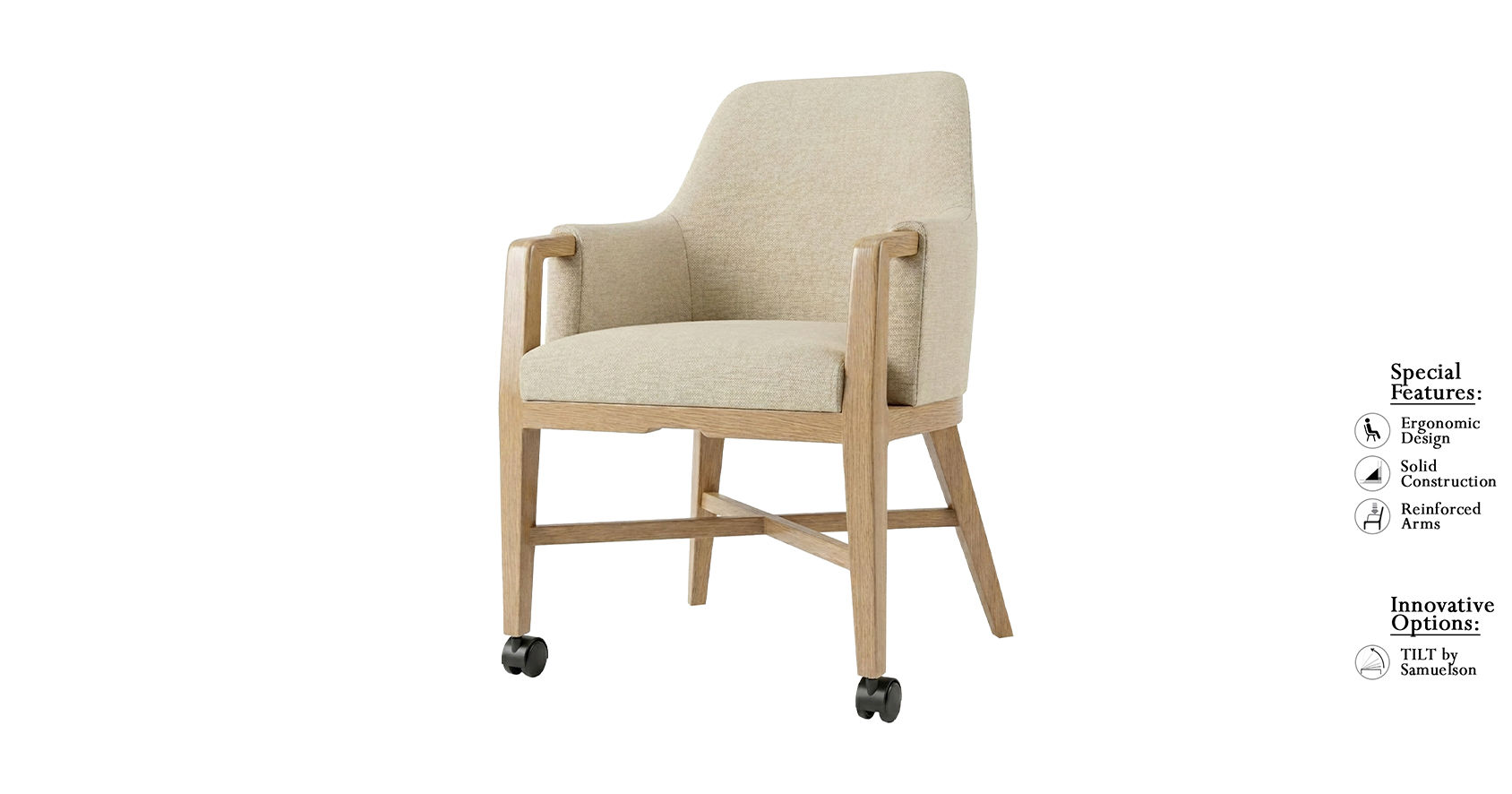 Dining Chair- Front Angle View- Sand- Samuelson Hospitality Furniture
