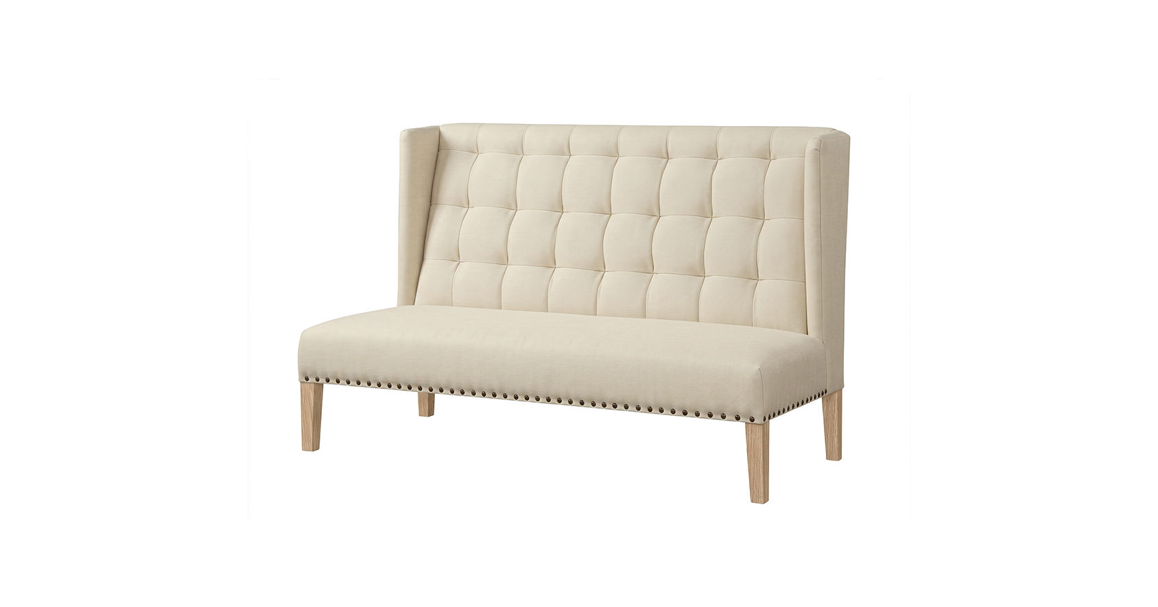 Banquette-Front Angle View-Sand-Samuelson Hospitality Furniture