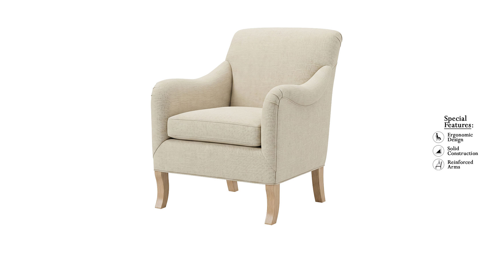 Occasional Chair- Front Angle View- Sand- Samuelson Senior Living Furniture