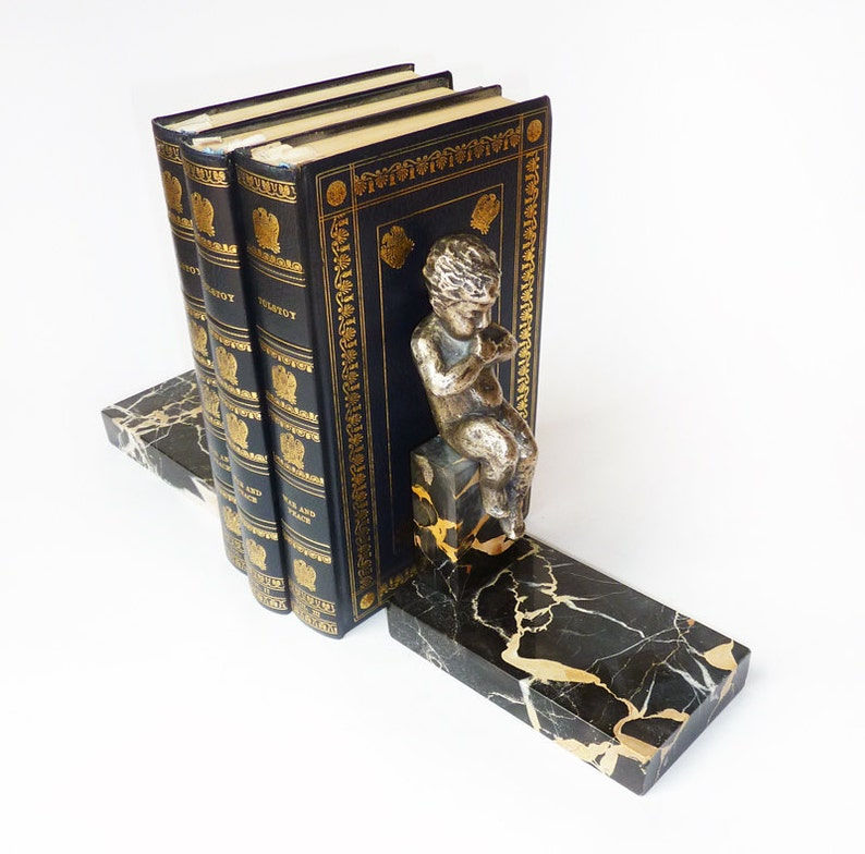 Thumbnail: A Pair Of Putti Bookends, by M. Moreen circa 1925
