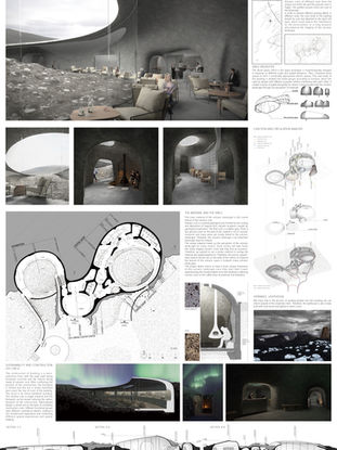 In order to present different guiding effects in different node, the main body of the building should be sunk and attached to the same soil layer, which could reduce the interference to the environment at a long distance and preserve the integrity of the volcanic landscape. 
Besides, the height of the different building block is adjusted according to their function and scale, so that they are visible enough to be guided for visitors when they approaching. The interior of the building offers a continuous view of the sea and a unique view of the volcanic landscape.
It's a quiet trip
