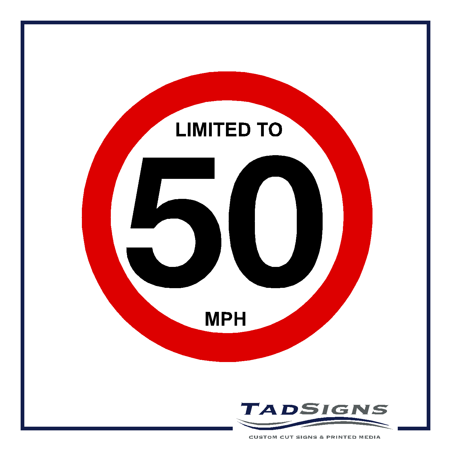 2x 50mph Speed Limit Sign - self adhesive graphic