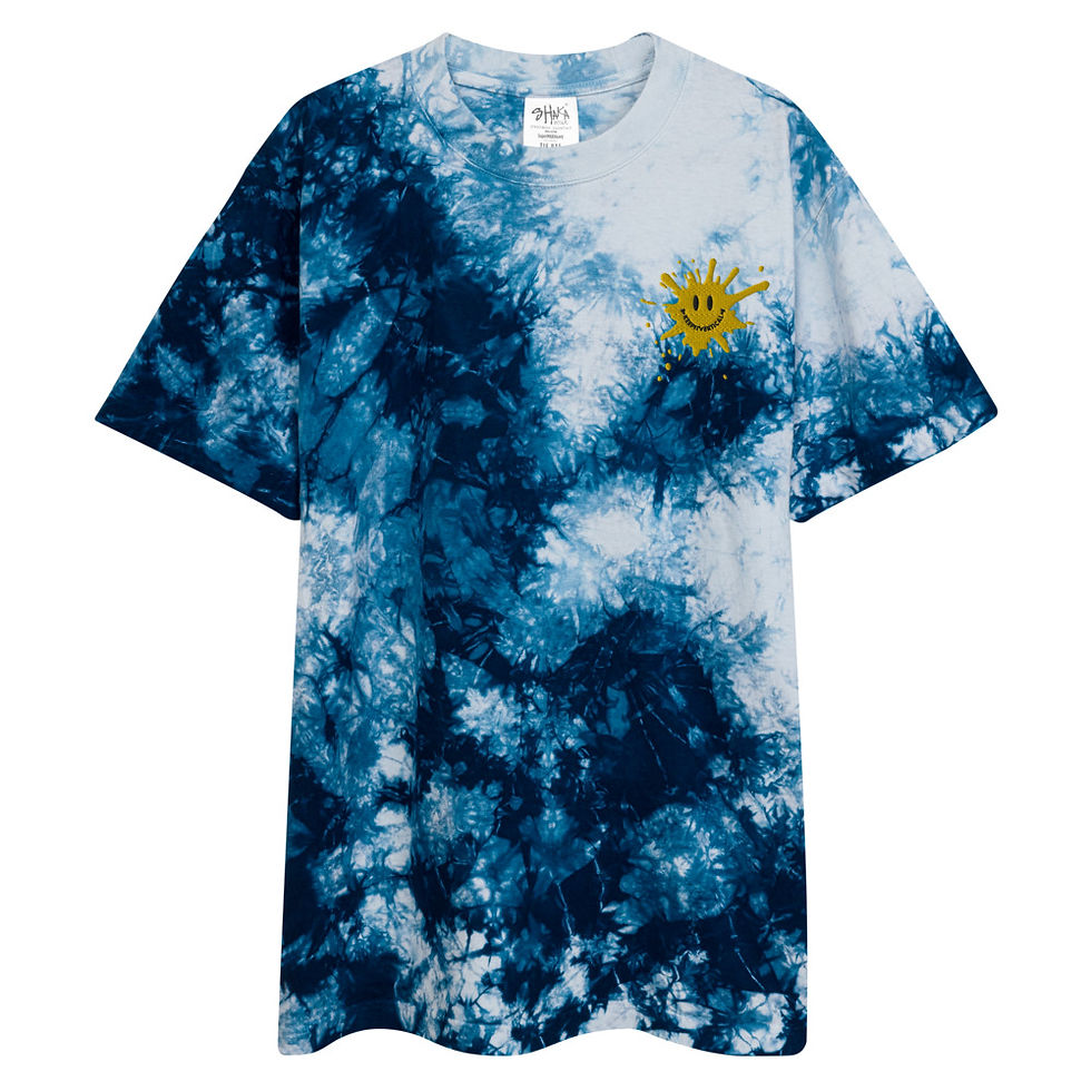 Thumbnail: Happy Drip Embroidered Oversized Tie-Dye T-Shirt 