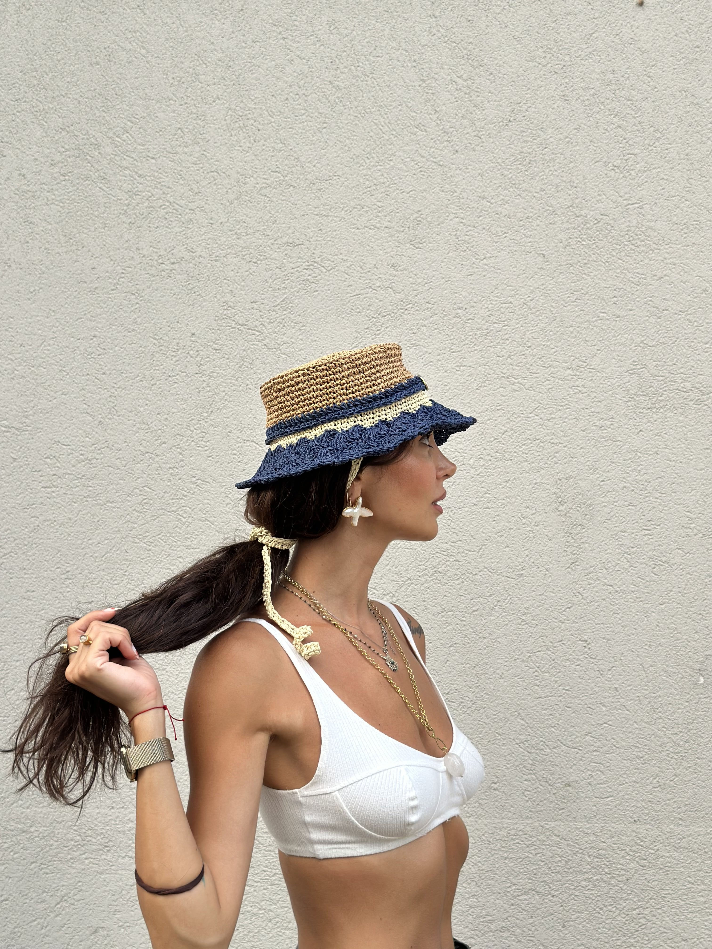 Hat & Tie Hasır şapka (Siyah)