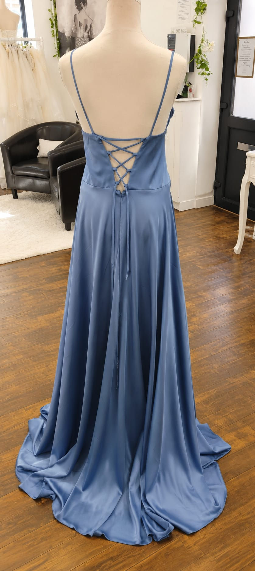 Dusty Blue Satin Bridesmaid Dress UK Size 22/24