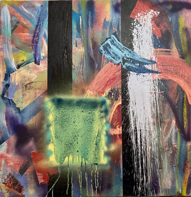 acrylic and spray paint on wood panel 48"X48