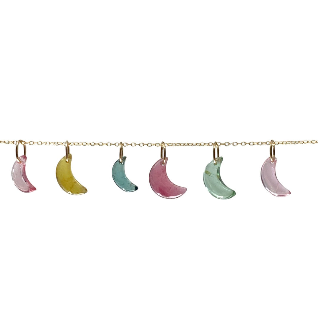 Tiny Tourmaline Moon charms