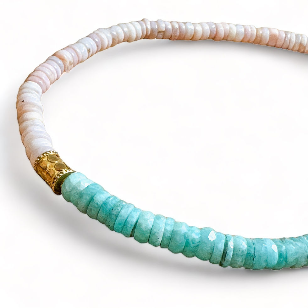 Miniature : Collier Amazonite et Opale rose