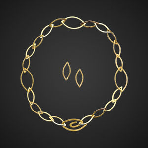 Collier en or 18 carats brossé et boucles d'oreilles assorties