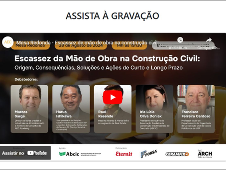 Gravação da mesa redonda “Escassez de mão de obra na construção civil: origem, consequências, soluções e ações de curto e longo prazo” com a participação do professor Francisco Cardoso