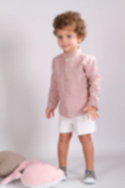 Camisa Manchega lino rosa nude