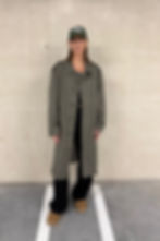Trench-coat vintage vert long pour femme de seconde main