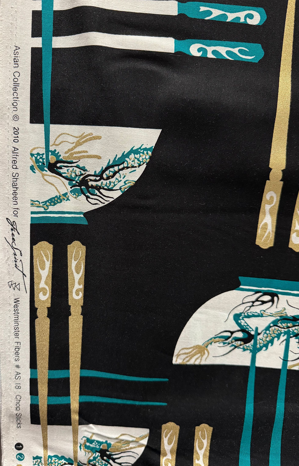 Thumbnail: AS18 TURQ 'Chop Sticks' Asian Collection by Alfred Shaheen, FreeSpirit, by 1/2