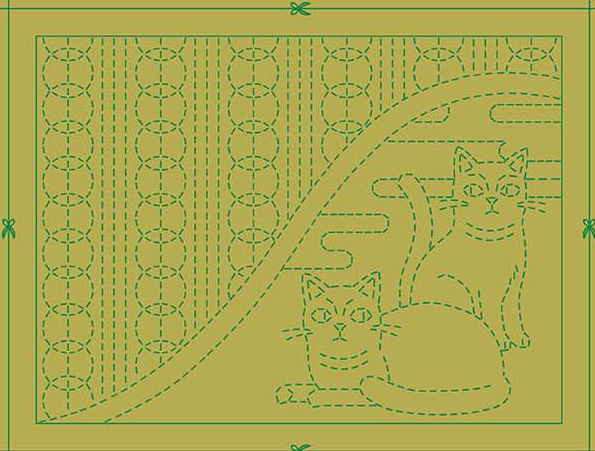 Thumbnail: HF1120 Wagara Sashiko Panel “Selections 2” MUSTARD by QH Textiles