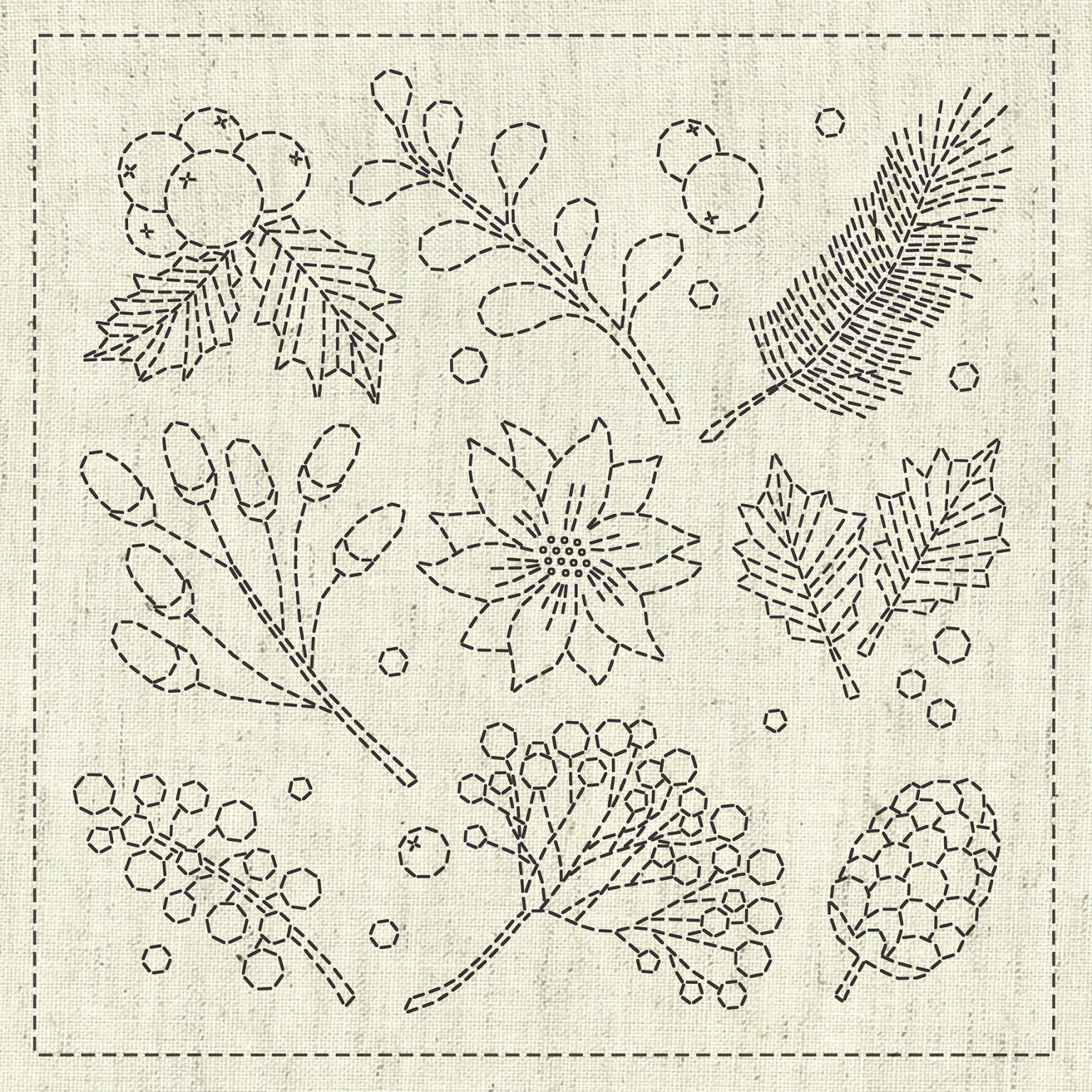 #KF2022-40 'Little Gatherings' designer hanafukin sashiko sampler