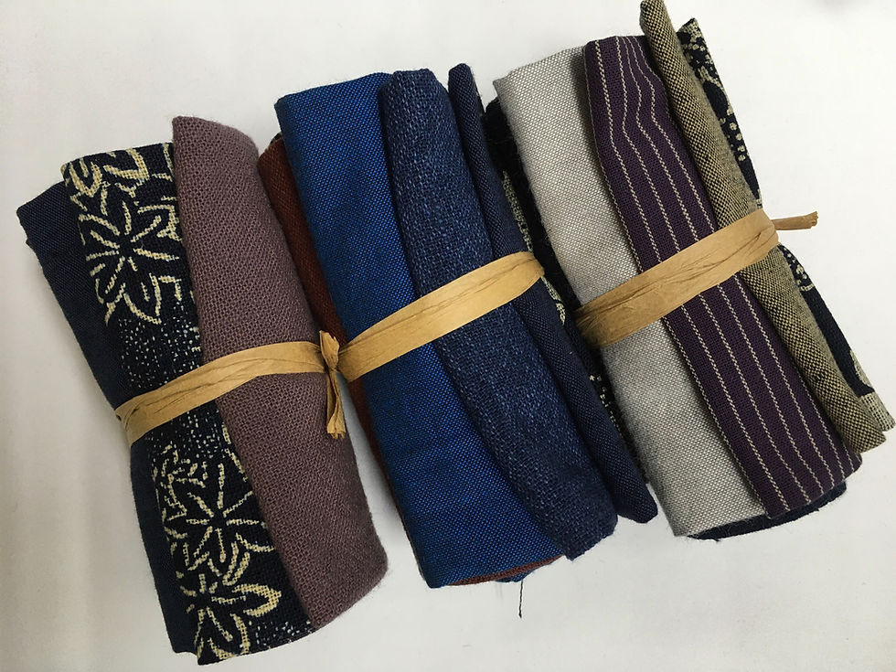 Thumbnail: ‘potluck’ mini boro bundle - five 25 x 27cm approx. pieces