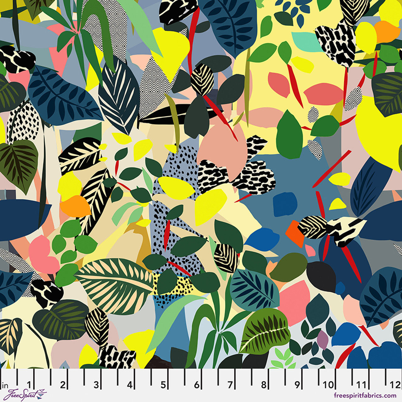 PWKC004.EARTHY 'Jungle Leaves', Kitty McCall, Vibrant Bottanica, by the 1/2m