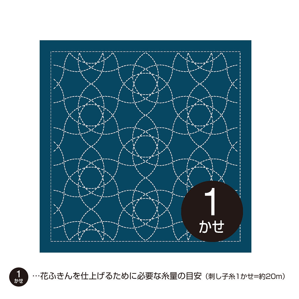 Thumbnail: H-2141 indigo blue sashiko sampler hanafukin ‘kamon’