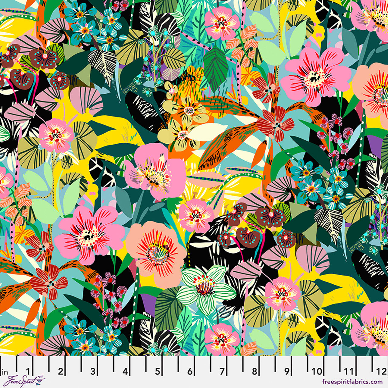 PWKC003.JUNGLE 'Flower Garden', Kitty McCall, Vibrant Bottanica, by the 1/2m