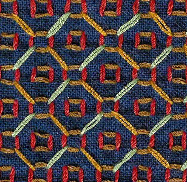 Thumbnail: S528D Sakizome Momen faux sashiko 'shikaku' by the half metre