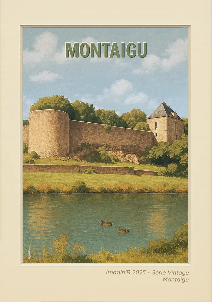 Affiche vintage Montaigu – Le Château, Vendée (21×30 cm)