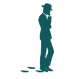 Silhouette du personnage du logo Imagin’R — figure récurrente dans l’univers visuel du studio.