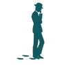 Silhouette du personnage du logo Imagin’R — figure récurrente dans l’univers visuel du studio.