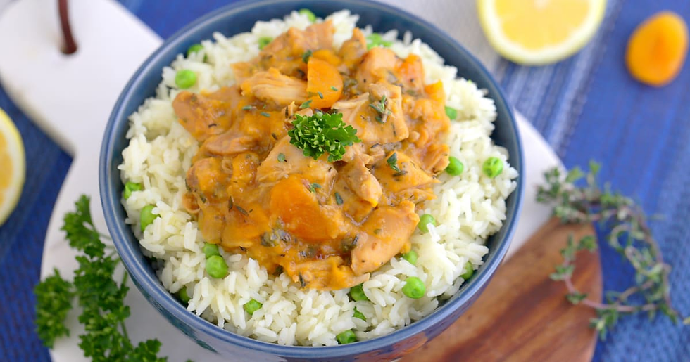 Apricot Chicken, Veg and Rice