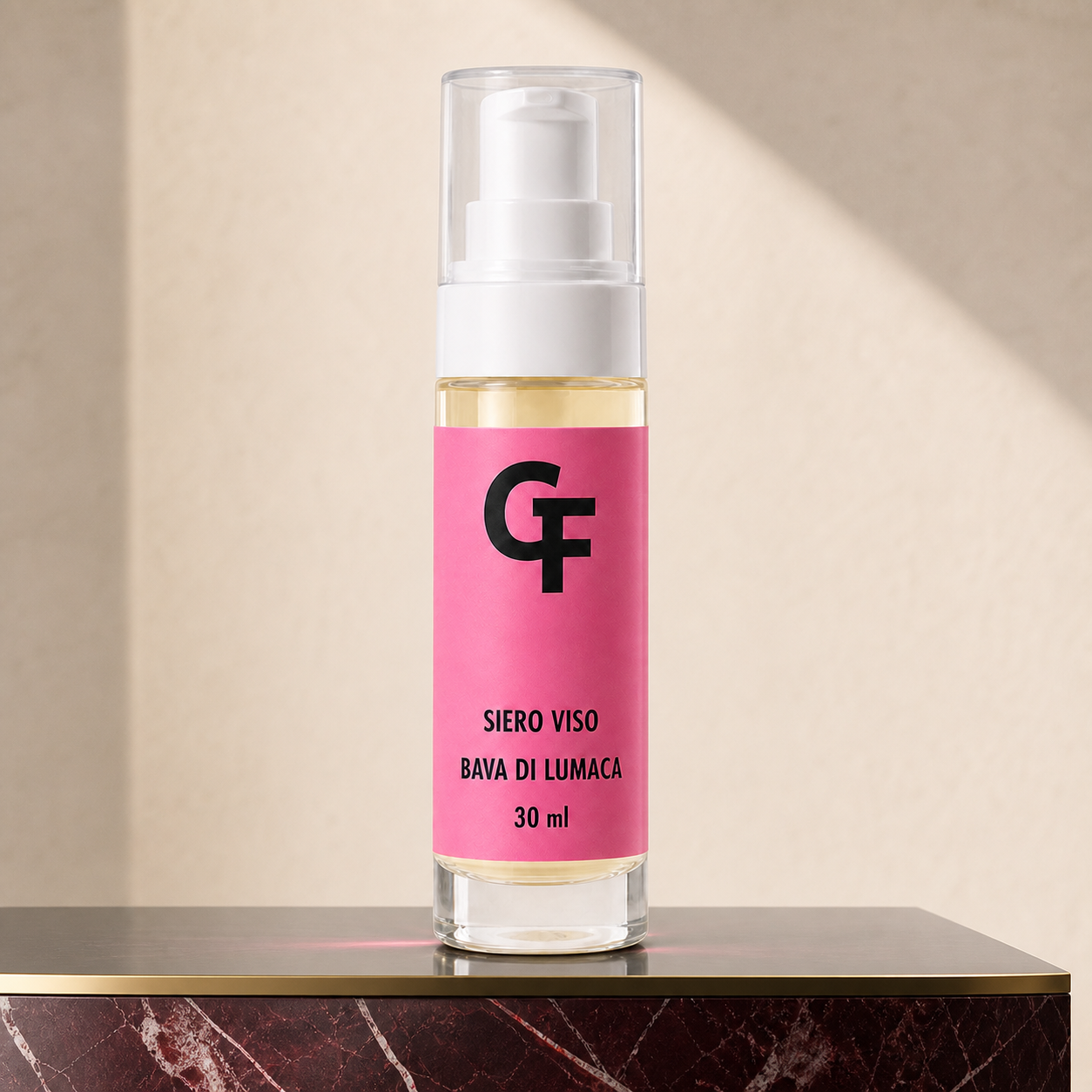 Siero viso bava di lumaca 30 ml con etichetta rosa GF
