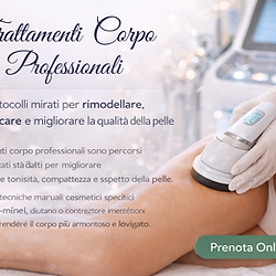 Trattamento corpo professionale con tecnologia estetica su coscia femminile e invito alla prenotazione online per migliorare tonicità e compattezza della pelle