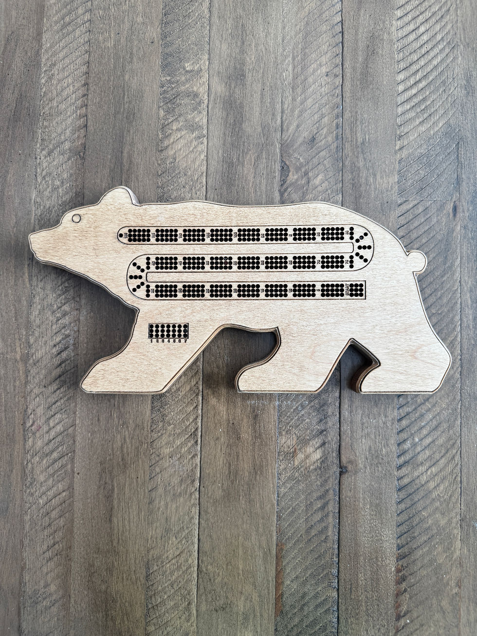 Thumbnail: Personalized Bear Wooden Cribbage Board